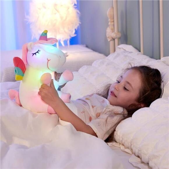 12'' Light up Unicorn Stuffed Animal Soft Plush Toy with Colorful LEDNight Light - Picture 2 of 7